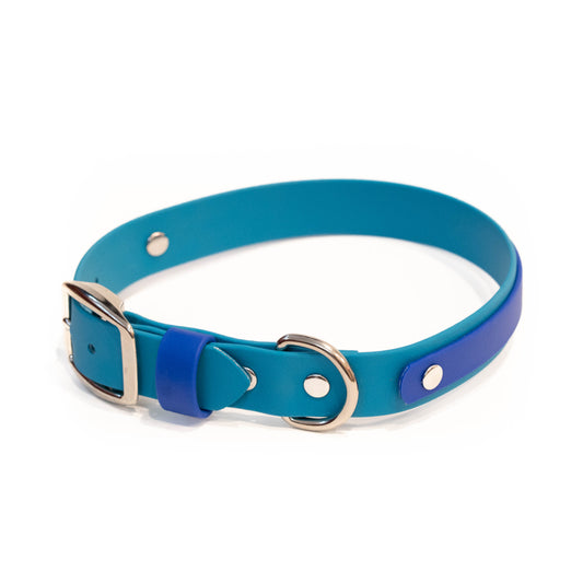 laguna and royal blue 1" layered biothane collar